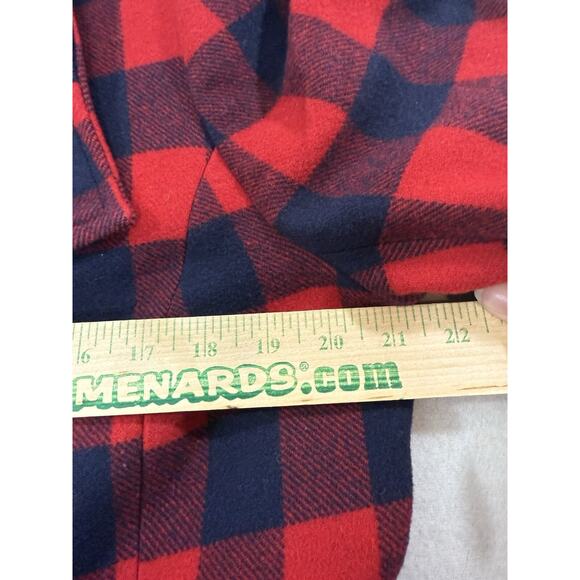 Talbots Womens Pea Coat Red Buffalo Plaid Lined Wool Jacket Sz L 14 Petite Navy - Picture 6 of 16